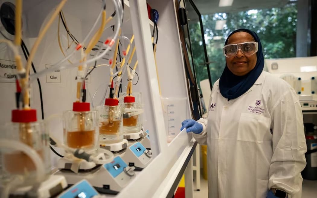 Yasmina Sultanbawa is investigating how gut bacteria turn plum compounds into health-boosting molecules. (ABC Landline: Cameron Lang)