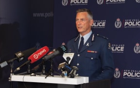 Police Commissioner Mike Bush at the police press conference ahead of the official release of the report.