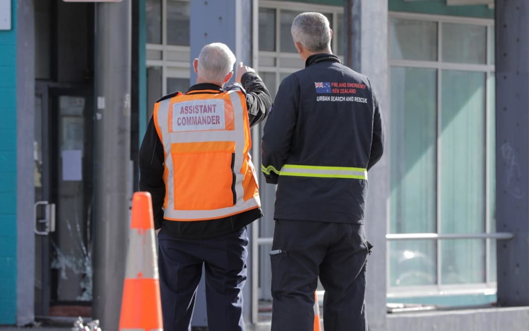 Fire and Emergency and Urban Search and Rescue at the scene of a fatal fire at Loafers Lodge in Wellington on 16 May, 2023.