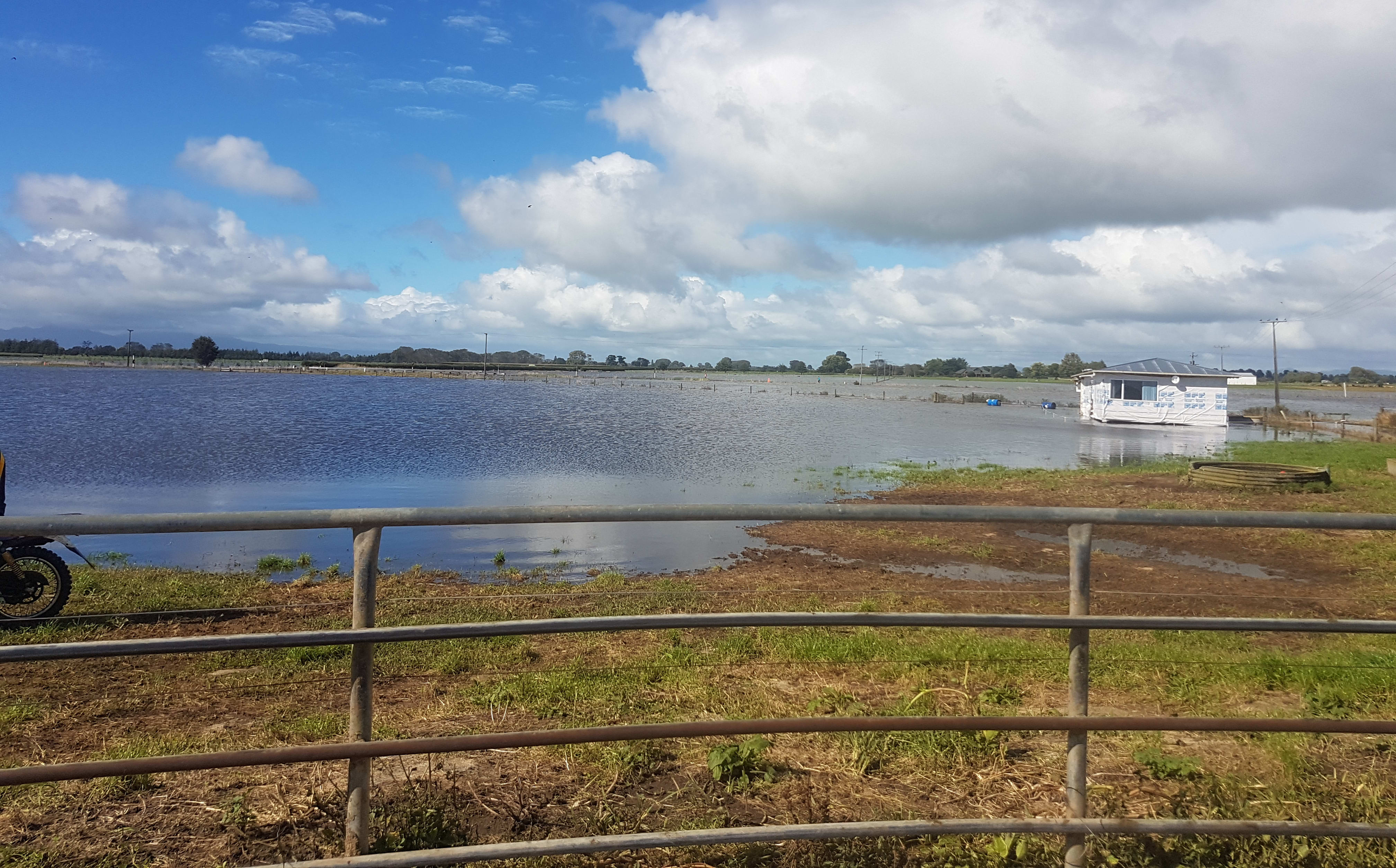 Waitoa river is in flood following Cyclone Cook.