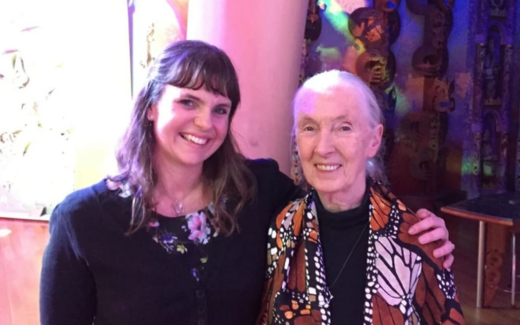 Photo of Jane Goodall and Nicola Toki, 2017