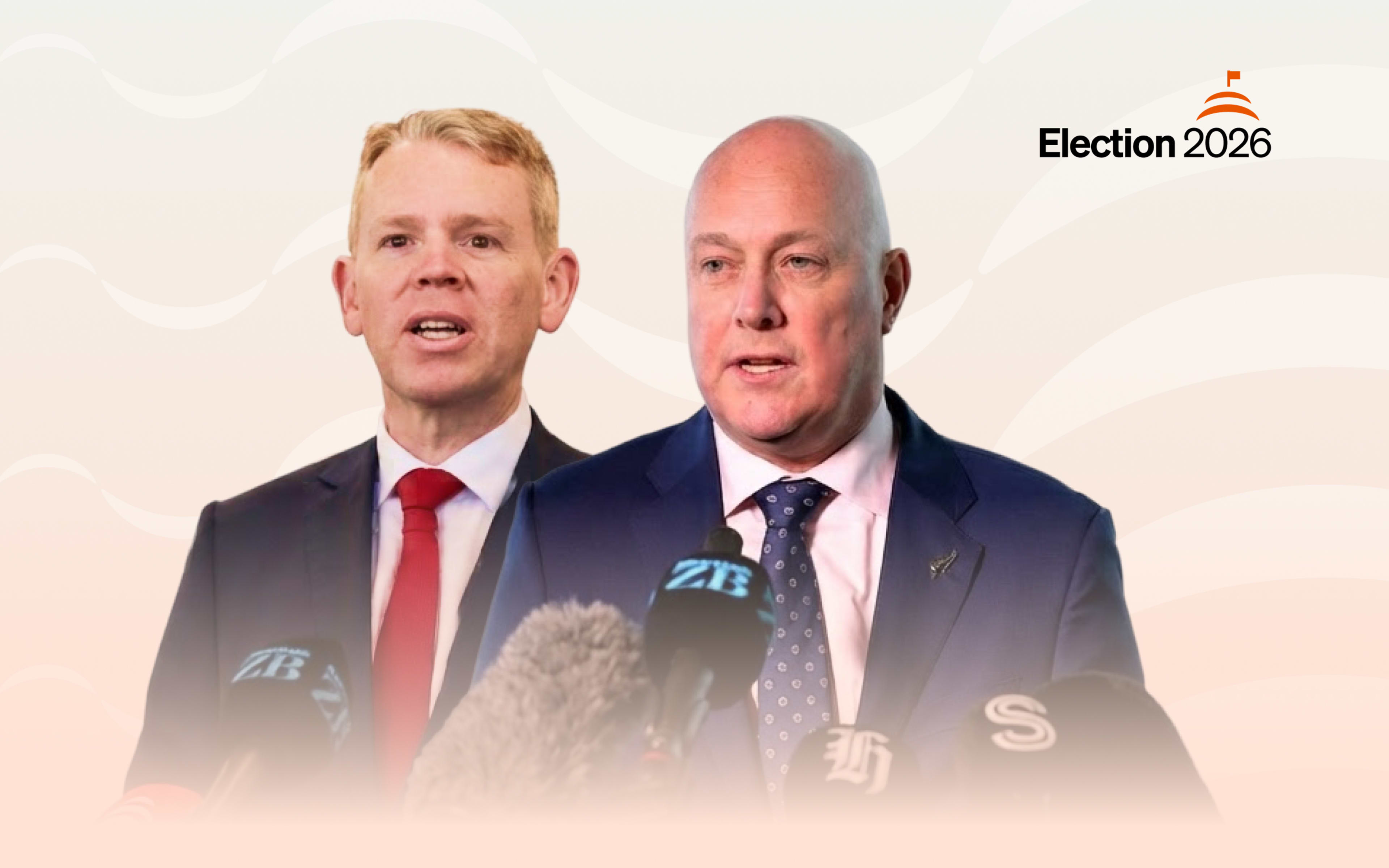 Election 2026: Composite of Chris Hipkins and Christopher Luxon