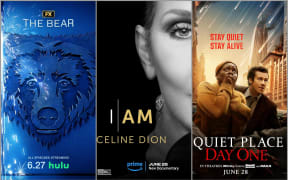 Three images of TV and movie posters.