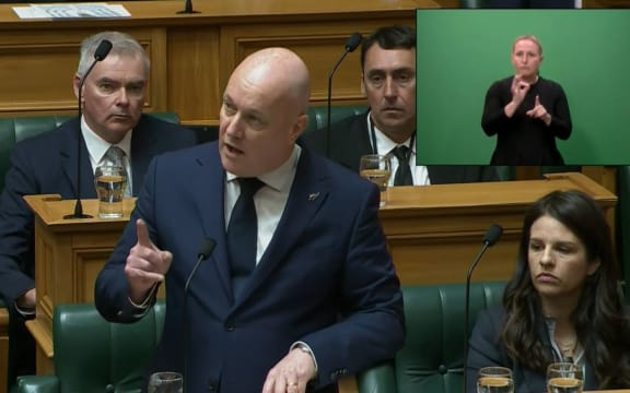 Prime Minister Christopher Luxon in Parliament delivering the historic Crown apology to abuse survivors.