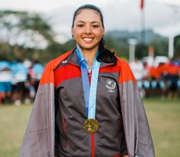 New Caledonia's Emilie Ricaud won gold in the women's golf tournament.
