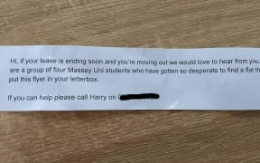 Wellington-based Massey University student Harry Simpson has been putting flyers in letter boxes as a last ditch attempt to find a rental