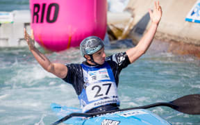 Mike Dawson on his way to 28th in the semifinals of the canoe slalom world championships in London, 2015.