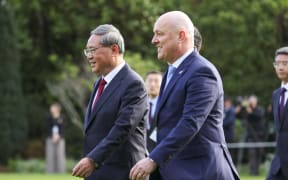 WELLINGTON, NEW ZEALAND - JUNE 13: Premier of the People’s Republic of China, Li Qiang, and Prime Minister Christopher Luxon look on during an official welcome at Government House on June 13, 2024 in Wellington, New Zealand. Li is in New Zealand for a three-day official visit. China is New Zealand's largest trading partner for trade in goods, both in terms of imports and exports. In 2022, bilateral trade reached almost US$25.2 billion, with Chinese exports to New Zealand valued at US$9.2 billion and imports from New Zealand valued at almost US$16 billion. (Photo by Hagen Hopkins - Pool/Getty Images)