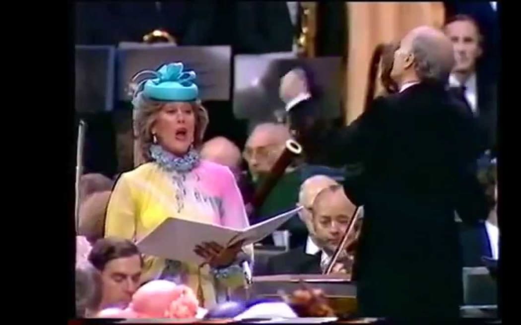 Dame Kiri Te Kanawa sings at the wedding of Prince Charles and Lady Diana Spencer, St Paul's Cathedral, 1981