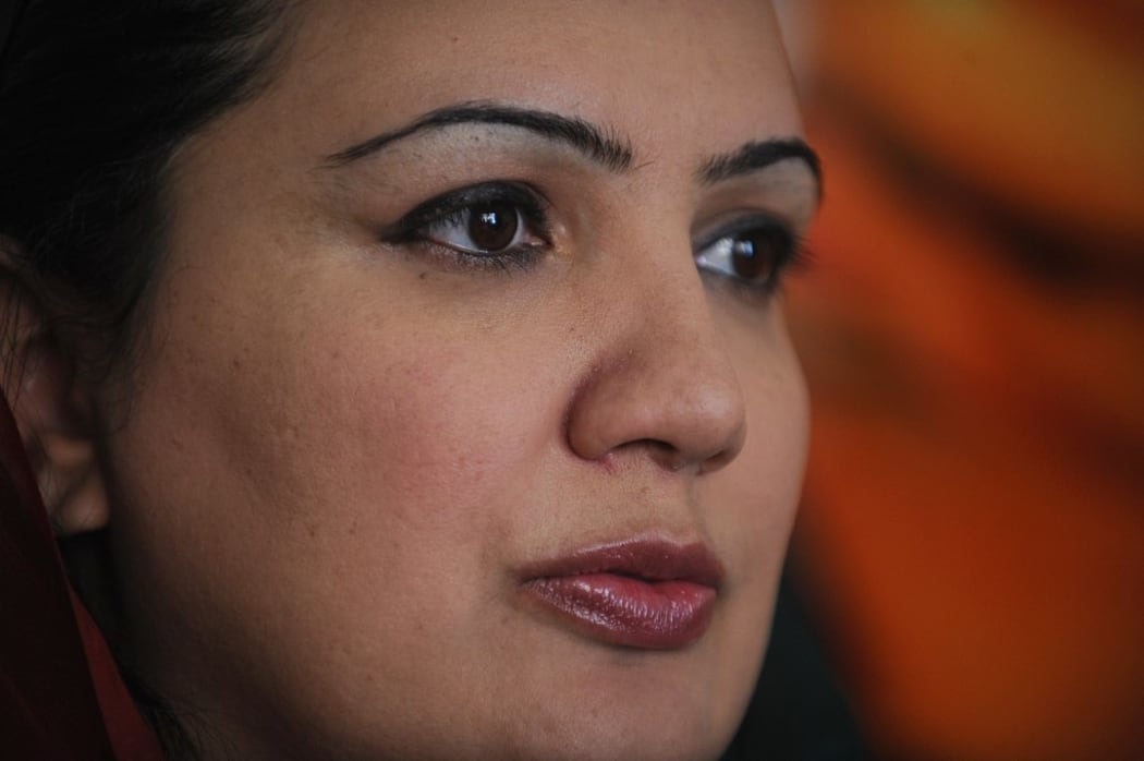 Shukria Barakzai speaks during an interview with AFP at her office in Kabul on September 16, 2010.