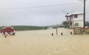 A flooded street in Tonga