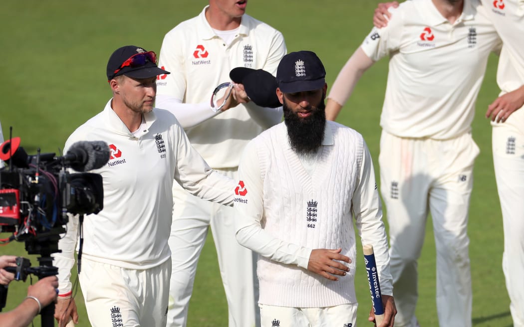 England captain Joe Root and spinner Moeen Ali