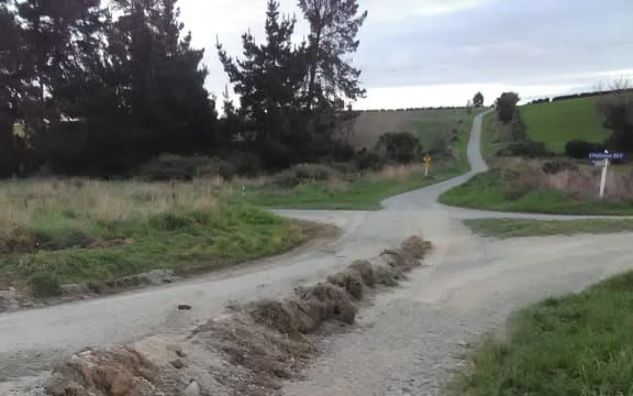 Spill from a truck or tractor on a Temuka, South Canterbury road.