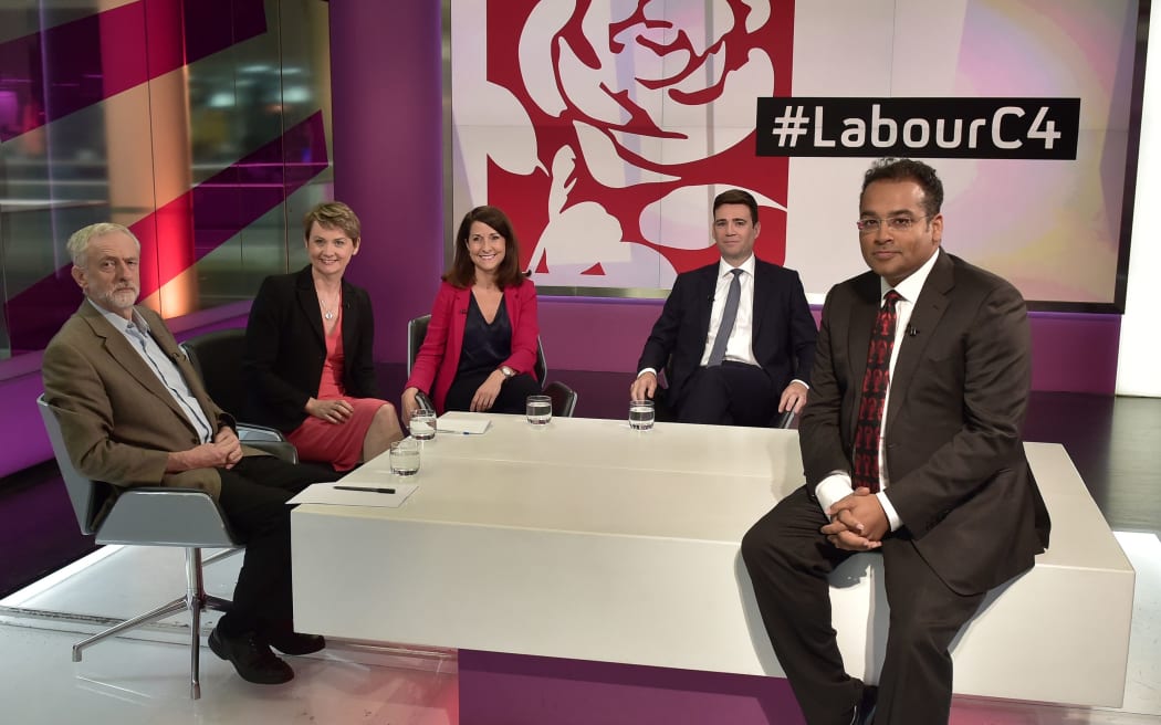 The labour leadership candidates from left Jeremy Corbyn, Yvette Cooper, Liz Kendall and Andy Burnham.