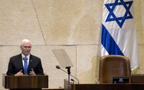 US Vice President Mike Pence addresses the Knesset (Israeli parliament) in Jerusalem on January 22, 2018.