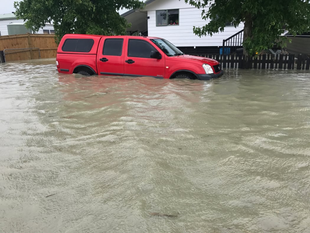 Flooding on Kowhai Ave in Kaiaua.