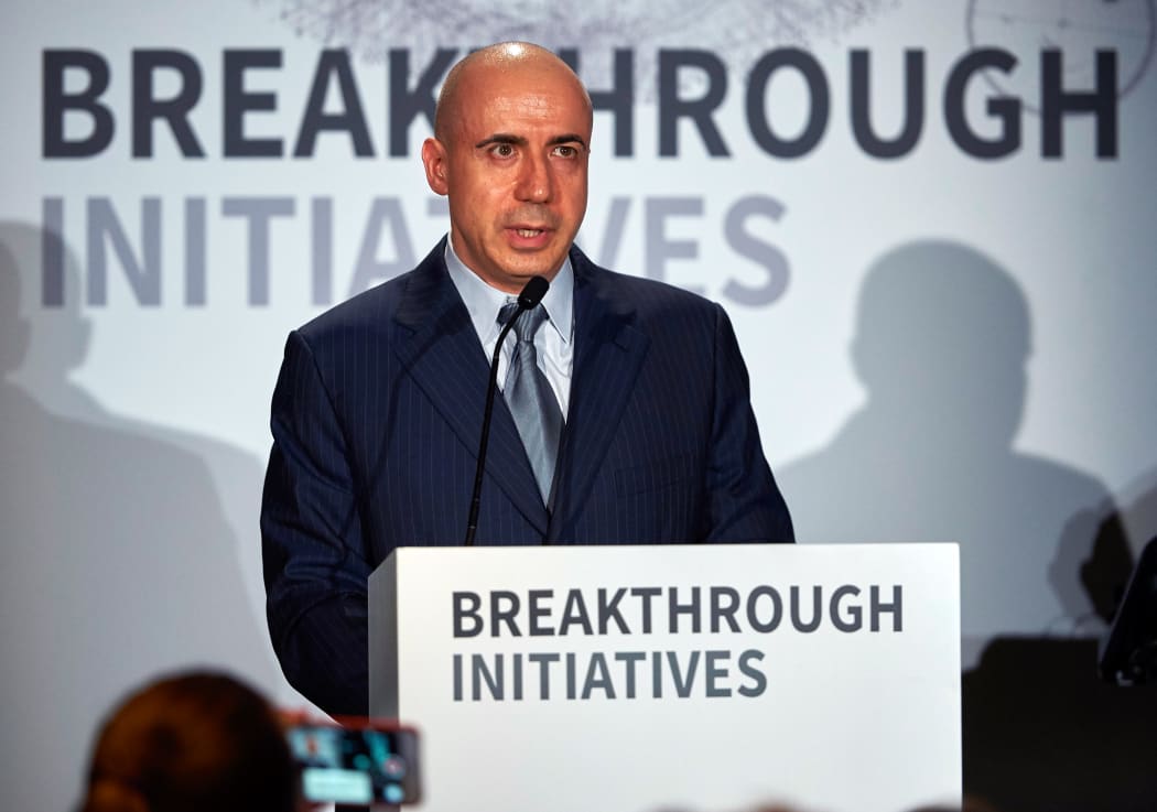 Yuri Milner at a media conference in London, where he and Stephen Hawking annouced the launch of the initiative.
