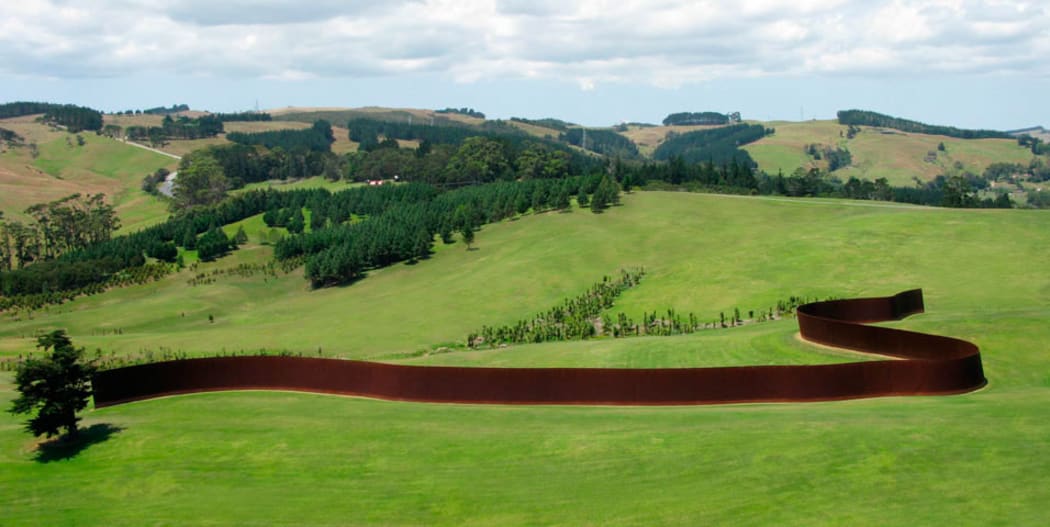 Richard Serra's Te Tuhirangi Contour 1999/2001 at Gibbs Farm, made of  56 Corten steel plates