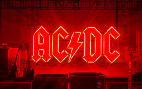 AC/DC logo in red neon