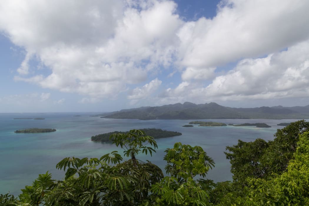 Small islands on Marovo Lagoon in the Solomon Islands.