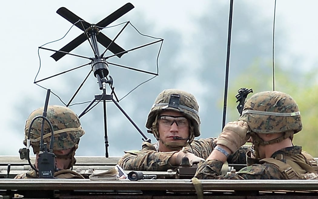 US marines on exercise from their base in Okinawa, Japan