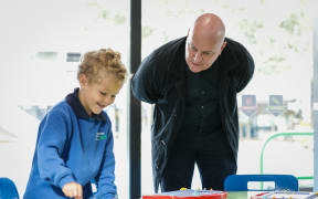 National Party leader Christopher Luxon on a visit to Prebbleton School on the outskirts of Christchurch. (22 March, 2023)