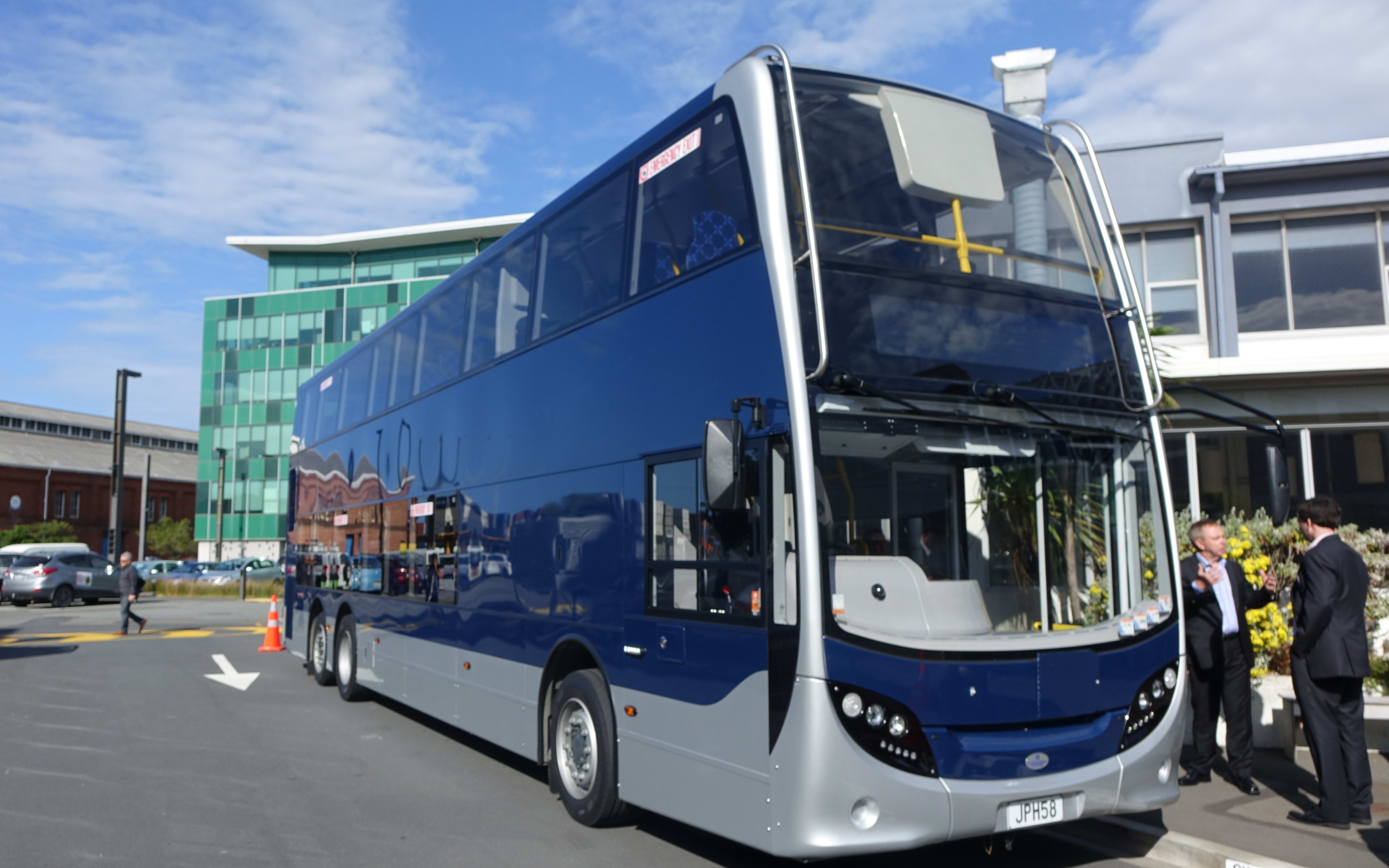 A double-decker bus gave demonstration rides through town in Wellington on Wednesday as part of the Greater Wellington Regional Council's plan to introduce a fleet of 50 buses by 2018. This bus is part of Auckland's fleet.