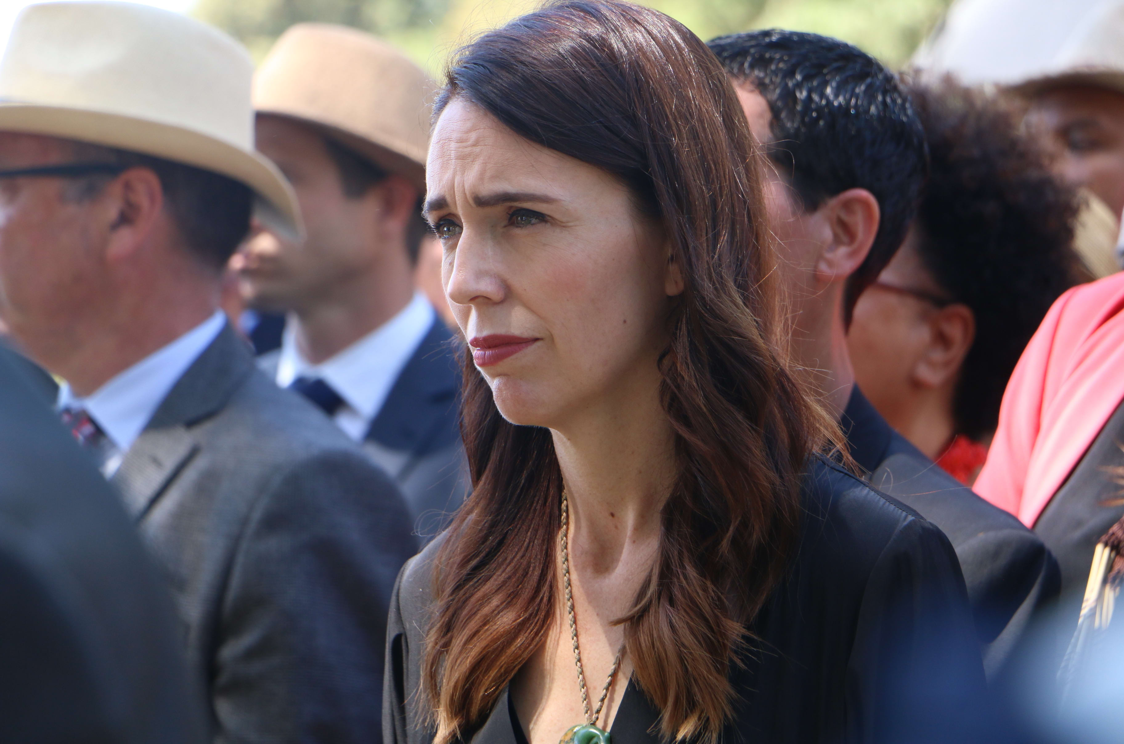 Prime Minister Jacinda Ardern is welcomed with a pōwhiri at Te Whare Rūnanga on 4 February, 2021.