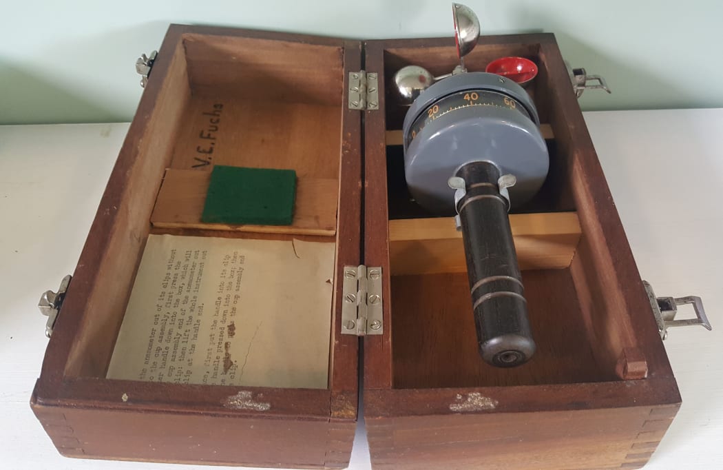 This anemometer was used by Sir Vivian Fuchs during the Commonwealth Transantarctic Expedition, and is now in the Hillary Hut museum at Scott Base.