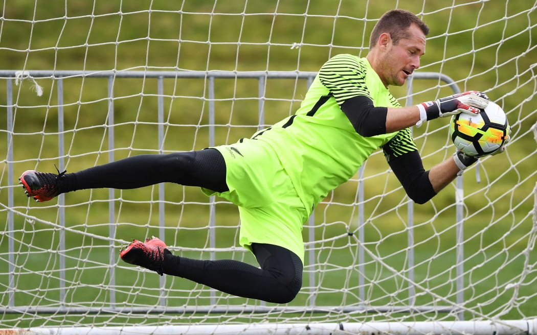 Glen Moss during an All Whites training session.