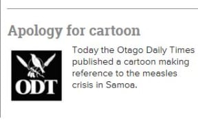 Otago Daily Times apologises for Garrick Tremain cartoon.