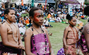 Young performers at the 2023 Melanesian Arts and Culture Festival in Port Vila, Vanuatu
