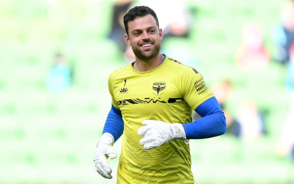 Stefan Marinovic of the Phoenix warms up ahead of the round 21 A-League against Melbourne City FC at AAMI Park on Sunday May 16, 2021 in Melbourne, Australia.