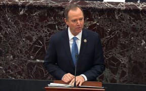 House Manager Adam Schiff speaking on the floor of the US Senate Chamber at the US Capitol during the impeachment trial of US President Donald Trump in Washington, DC.