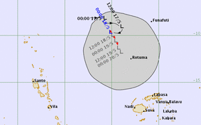 Projected path of TD12F as it approaches Rotuma