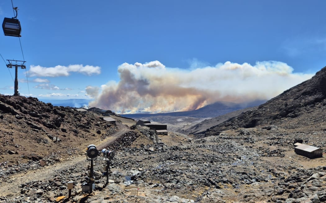 The view of the fire from the slopes of Mt Ruapehu on Sunday morning.
