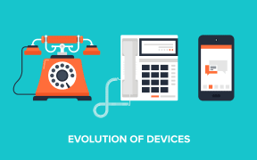 Flat vector illustration of evolution of communication devices from classic phone to modern mobile phone.