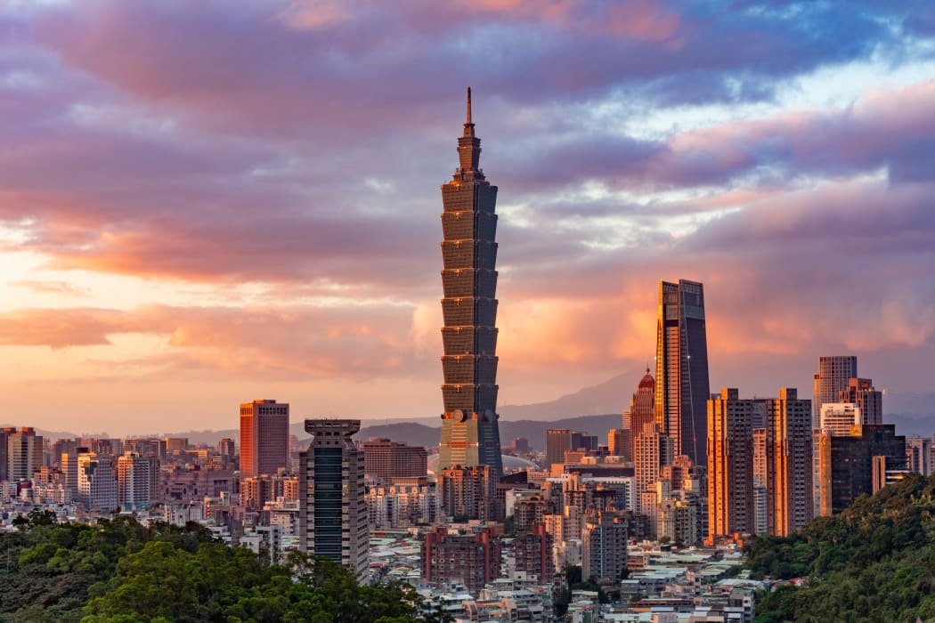 Taiwan's Taipei City at sunset.