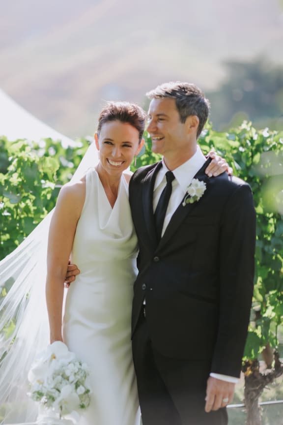 Dame Jacinda Ardern at Clarke Gayford, pictured on their wedding day - 13 January 2024 - at Craggy Range Winery in Hawke's Bay.