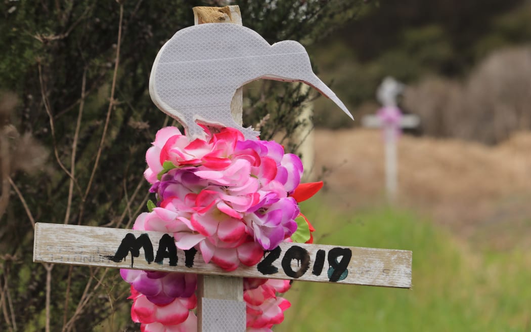 In Rangitane, near Kerikeri, local residents place roadside crosses where kiwi have been killed by cars. Photo: Peter de Graaf