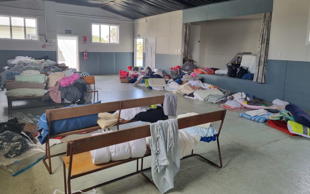 Bedding and towels donated for evacuees on Friday night to the Campbell Park Christian Camp where 55 people stayed.