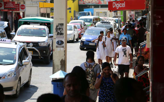 A typical street scene in Nadi, Fiji