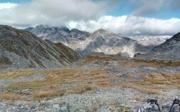 A view along Waiau Pass towards the mountains.