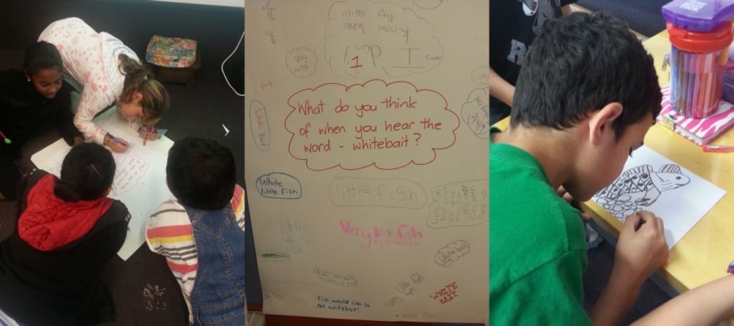After the fieldtrip, Koraunui School students work through what they have learned during their outing.