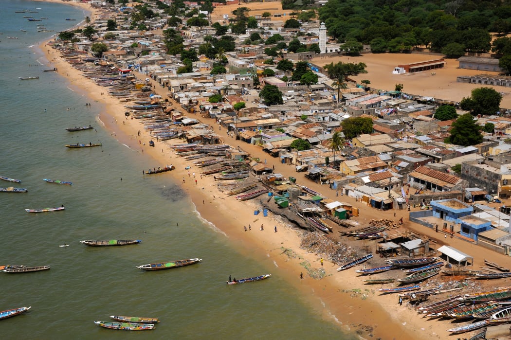 Boats off coast of Senegal.