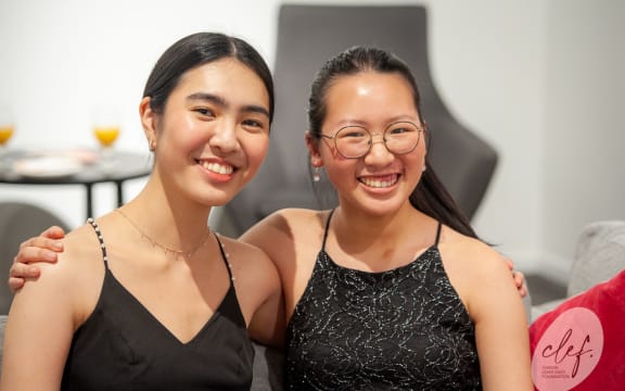 Pianist Madeleine Xiao (left) and violinist Lorna Zhang