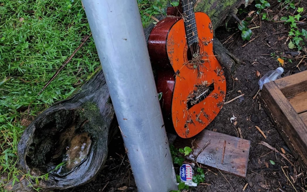 Items washed up on a creek near Don Buck Rd, Massey, west Auckland after a severe thunderstorm.