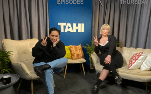 Rebel Reid and Evie Orpe smile in studio during their interview for The TAHI