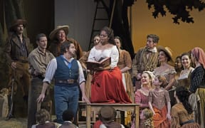 A scene from L'Elisir d'Amore at Metropolitan Opera