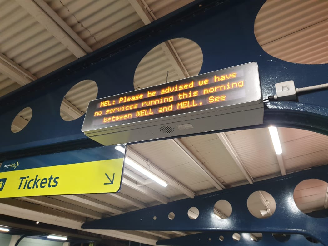 A sign at the Petone train station this morning.